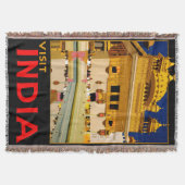 インド旅行ポスターインディアンヴィンテージアート スローブランケット (正面)