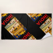 インド旅行ポスターインディアンヴィンテージアート ビーチタオル (正面)