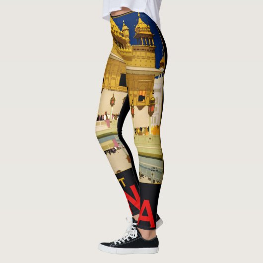 インド旅行ポスターインディアンヴィンテージアート レギンス (左)