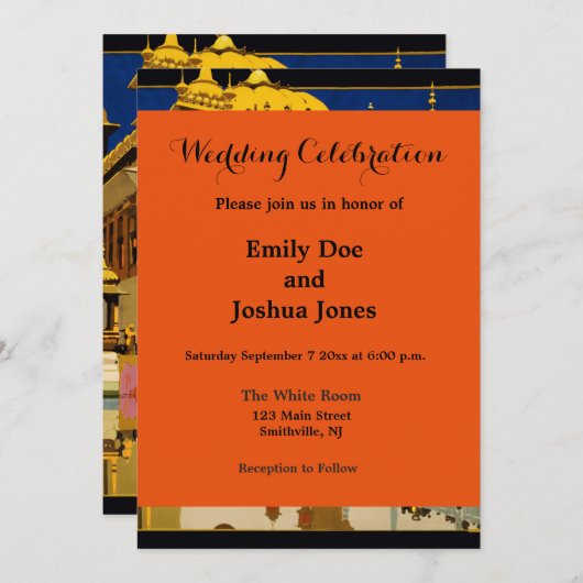 インド旅行ポスターインディアンヴィンテージアート 招待状 (正面/裏面)