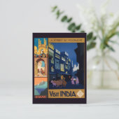 インド旅行ポスターコラージポストカード ポストカード (スタンド正面)