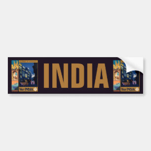 インド旅行ポスターコラージュのバンパーステッカー バンパーステッカー