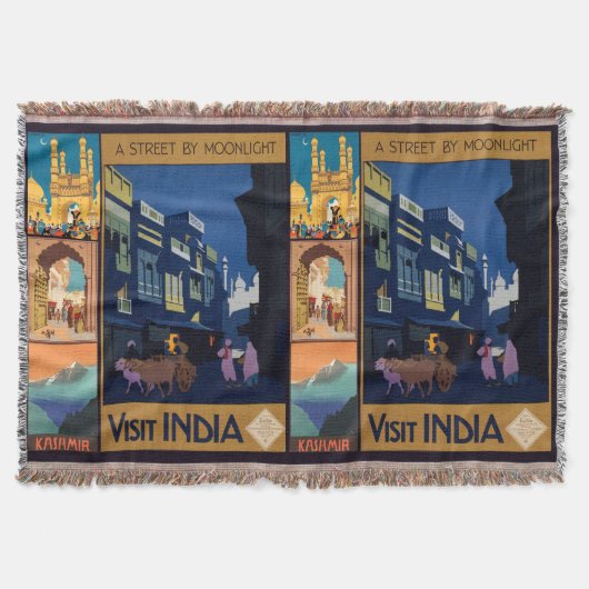 インド旅行ポスターコラージュの毛布 スローブランケット (正面)