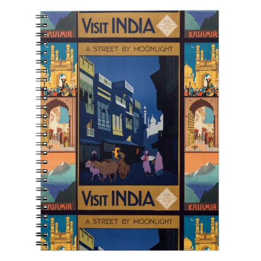 インド旅行ポスターコラージュ手帳 ノートブック (正面)