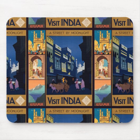 インド旅行ポスターコラージュmousepad マウスパッド (正面)