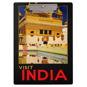 インド旅行ポスター インドのヴィンテージアート クリップボード