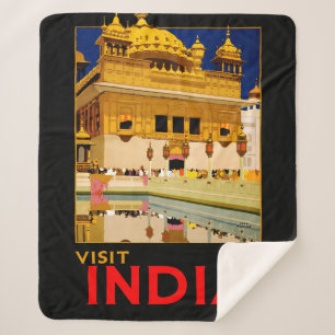 インド旅行ポスター インドのヴィンテージアート シェルパブランケット