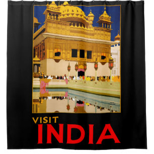 インド旅行ポスター インドのヴィンテージアート シャワーカーテン