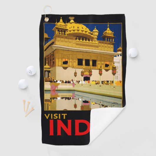 インド旅行ポスター インド ヴィンテージ アート ゴルフタオル (インサイチュ)