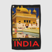 インド旅行ポスター インド ヴィンテージ アート ゴルフタオル (正面)