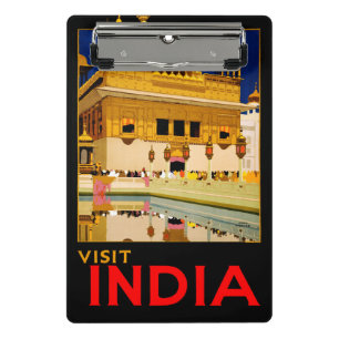インド旅行ポスター インド ヴィンテージ アート ミニクリップボード