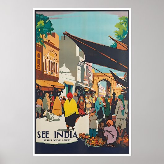 インド旅行 アート ラホール ポスター インド 印刷 (正面)
