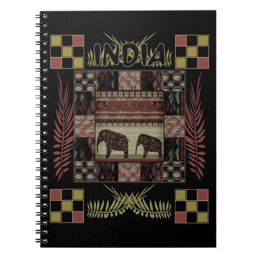 インド民族のパッチワーク・ゾウ ノートブック (正面)