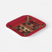 インド民族のパッチワーク・ゾウ ペーパープレート (傾斜あり)