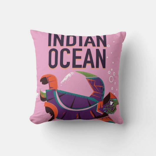インド洋のヴィンテージ旅行ポスター クッション (正面)