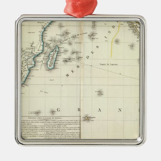インド洋の地図書の地図 メタルオーナメント (正面)