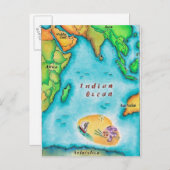 インド洋の地図 ポストカード (正面/裏面)