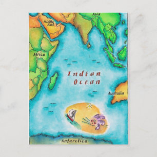 インド洋の地図 ポストカード