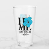 インド港のビーチの家の青のハイビスカス タンブラーグラス (裏面)