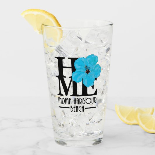 インド港のビーチの家の青のハイビスカス タンブラーグラス (アイス正面)