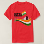 インド独立記念日15威厳があるインディアン国旗 Tシャツ (デザイン正面)