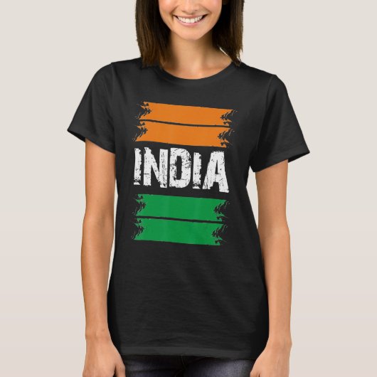 インド独立記念日1947威厳がある年インディアン国旗 Tシャツ (正面)