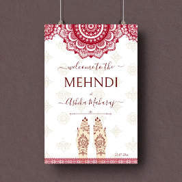 インド結婚式 マロン マンダラ ウェルカムサイン mehndi ポスター