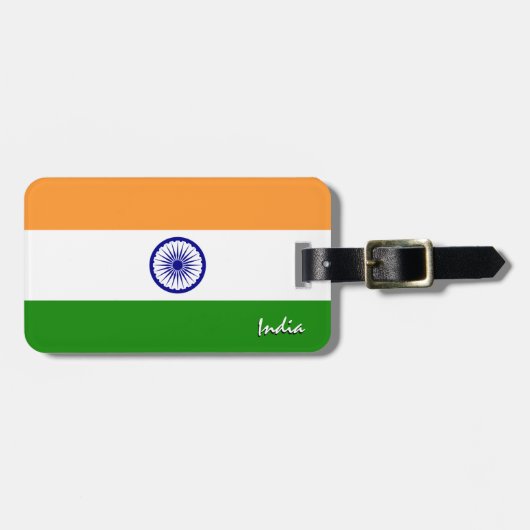 インド荷物預かり証、愛国的インディアン国旗 ラゲッジタグ (正面横)