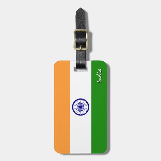 インド荷物預かり証、愛国的インディアン国旗 ラゲッジタグ (正面縦)