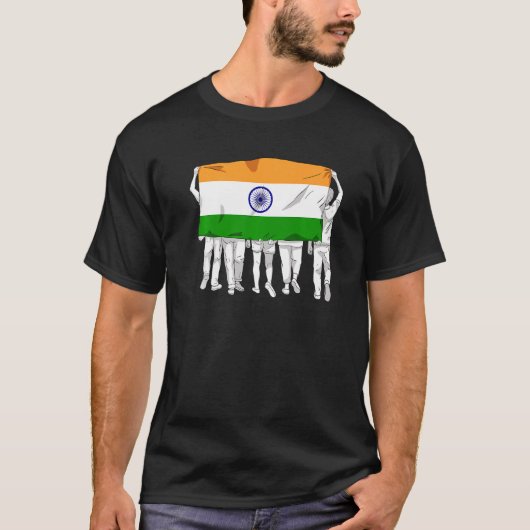 インド誇りを持った国旗の日ヒンディカントリーアショクチャクラhi tシャツ (正面)