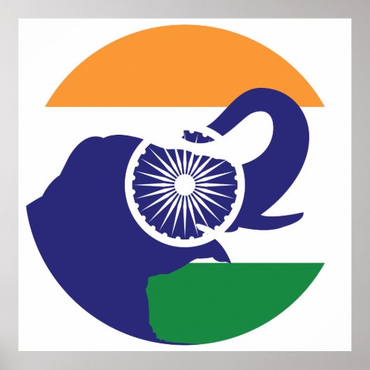 インド象インディアン国旗 ポスター (正面)