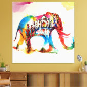 インド象ヴィンテージ旅行愛の水色 キャンバスプリント (インサイチュ (リビング))