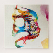 インド象ヴィンテージ旅行愛の水色 ジグソーパズル (横)