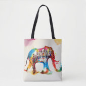 インド象ヴィンテージ旅行愛の水色 トートバッグ (正面)