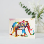 インド象ヴィンテージ旅行愛の水色 ポストカード (スタンド正面)