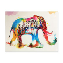 インド象ヴィンテージ旅行愛の水色