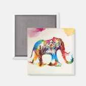 インド象ヴィンテージ旅行愛の水色 マグネット (正面/裏面)