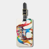 インド象ヴィンテージ旅行愛の水色 ラゲッジタグ (正面縦)