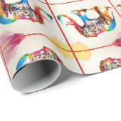 インド象ヴィンテージ旅行愛の水色 ラッピングペーパー (ロールコーナー)