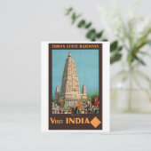 インド鉄道ヴィンテージ旅行ポスター復元 ポストカード (スタンド正面)