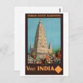 インド鉄道ヴィンテージ旅行ポスター復元 ポストカード (正面/裏面)