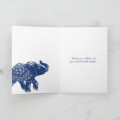 インド風の象のイラストが入ったオーダーメイドの結婚祝いカード カード (内部)