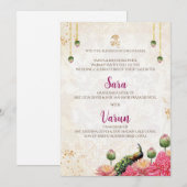インド風デジタル孔雀ウェディングカード  インド式結婚式カード 招待状 (正面/裏面)