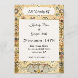 インド風フレームのホワイトエレファント ウェディング招待状 招待状