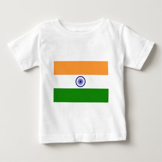 インド- तिरंगा -の旗भारतकाध्वज ベビーTシャツ (正面)