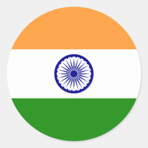 インド- तिरंगा -の旗भारतकाध्वज ラウンドシール