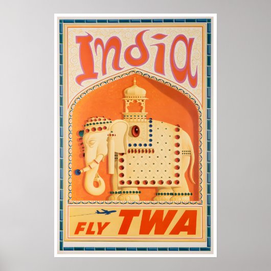 インド アート TWA トラベル ポスター インド 印刷 (正面)