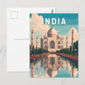 インド イラスト 旅行 アート ヴィンテージ ポストカード (正面/裏面)