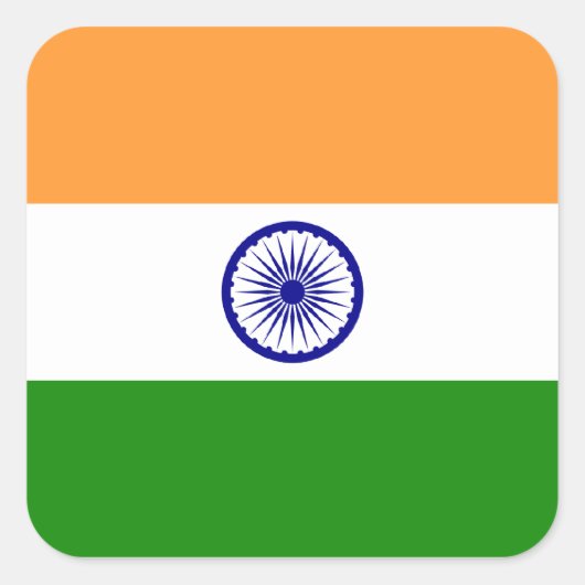 インド/インディアン国旗 スクエアシール (正面)