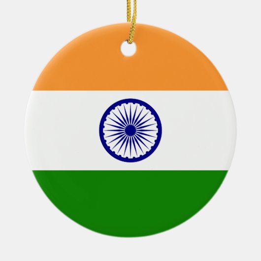 インド-インドの国旗 セラミックオーナメント (正面)